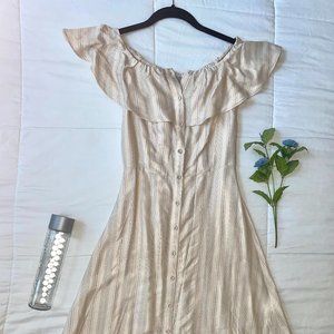 H&M Mid-Length Silk Button Up Stripe Dress